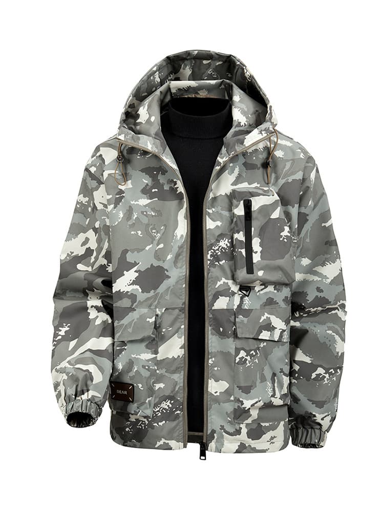 GorgeousBen Men's Camo Hooded Jacket, Water-Resistant Sportswear Coat for Autumn — view 6