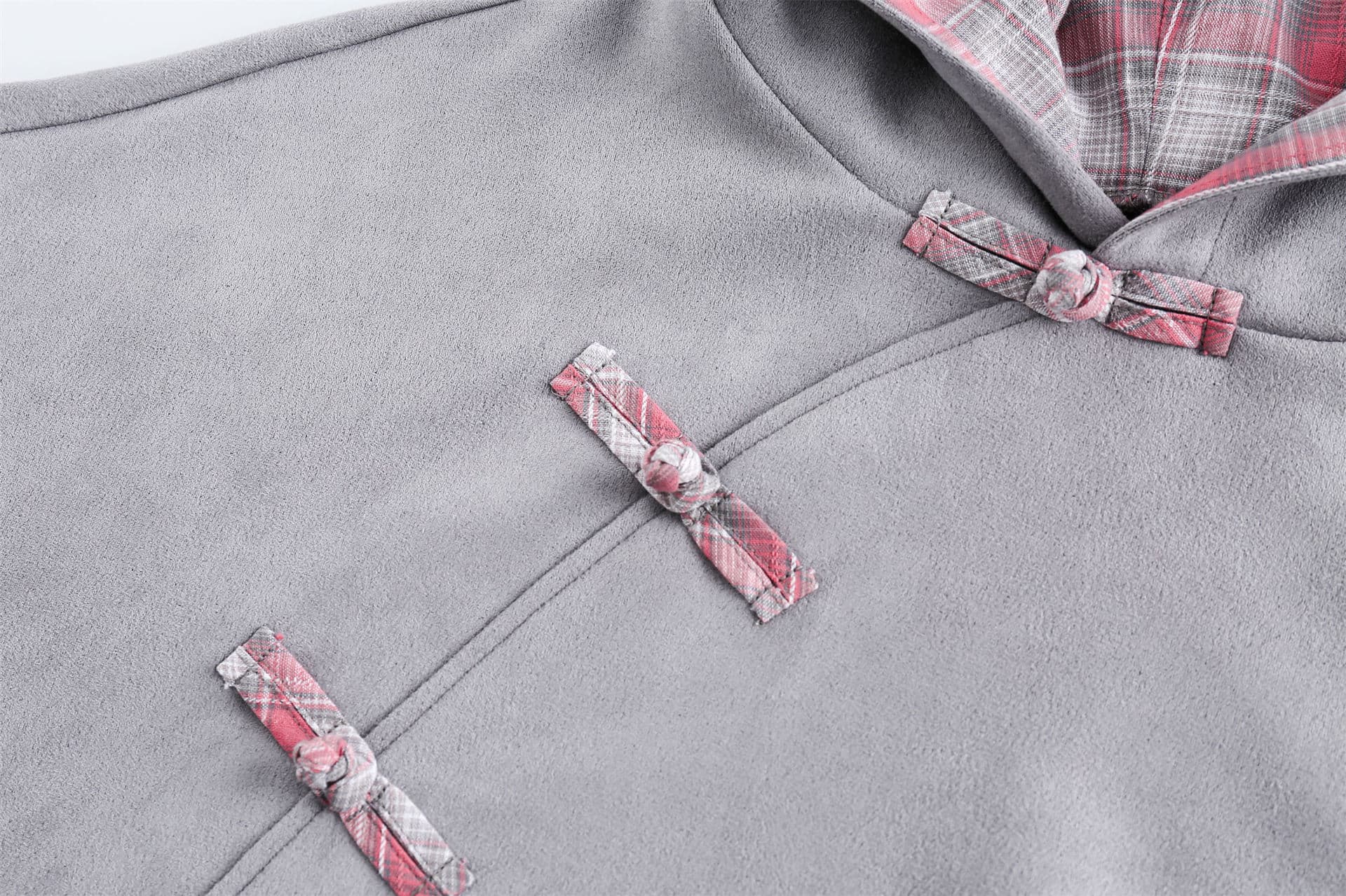 GorgeousBen   Unisex 2024 new Chinese checkered splice plate buckle hoodie men's spring design sense of loose coat — view 15