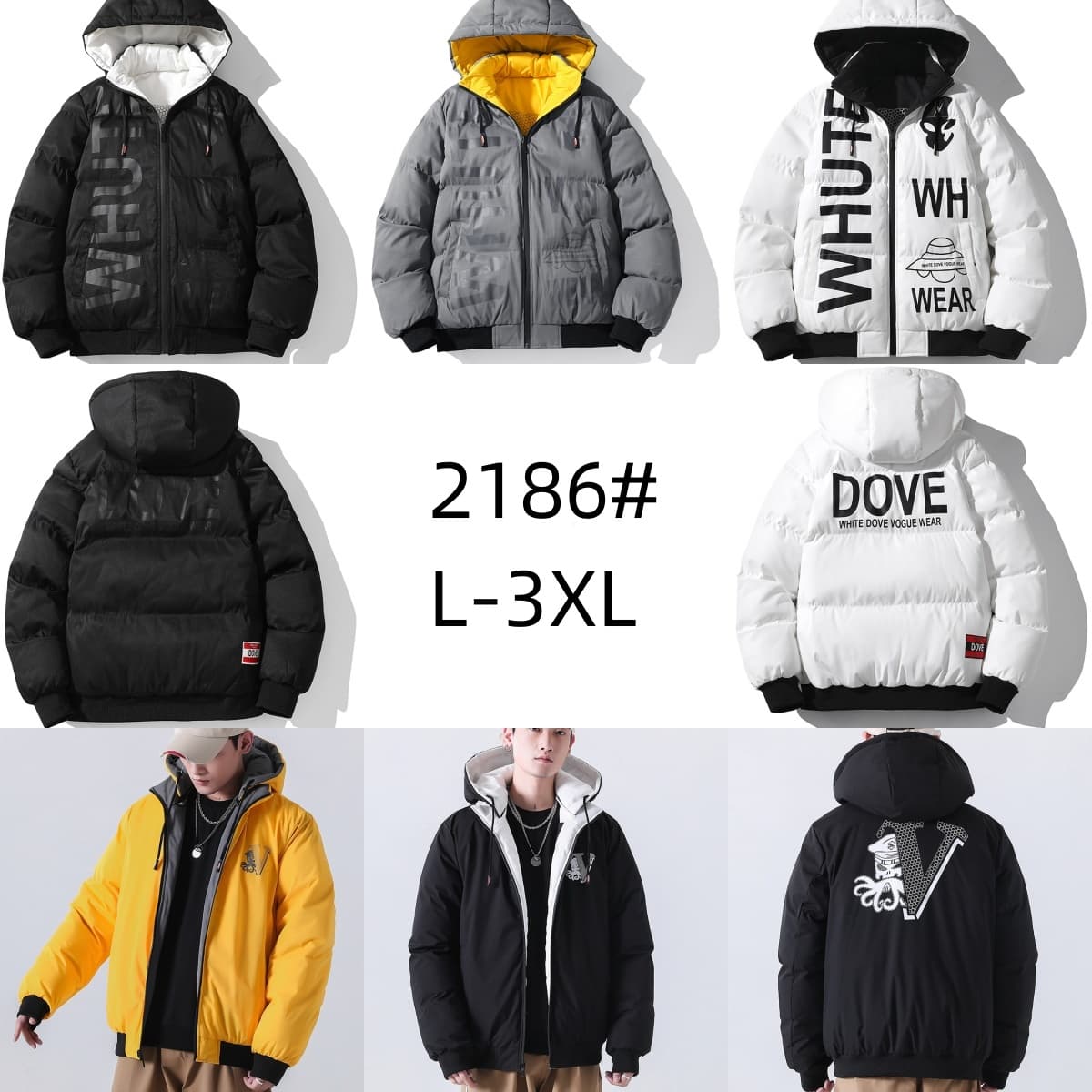 Stocks &amp; ready to ship-Hooded Men Puffer Jacket Plus Size Insulated Bubble Coat Winter Outdoor Zipper Coat For Men. — view 14