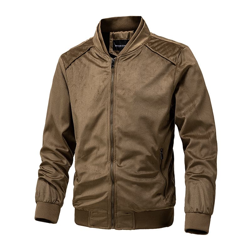 GorgeousBen Men's Suede Stand Collar Bomber Jacket Slim Fit Lightweight Business Casual Spring Autumn Coat M-XXL — view 12