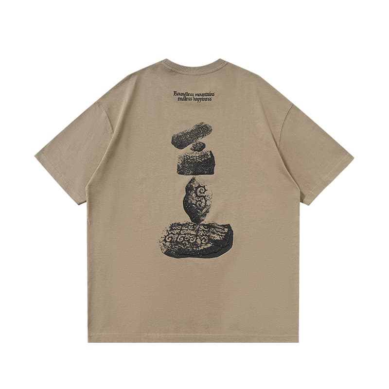 GorgeousBen Men's Oversized Mountain Print T-Shirt, 250g 100% Pure Cotton Crew Neck Tee — view 8
