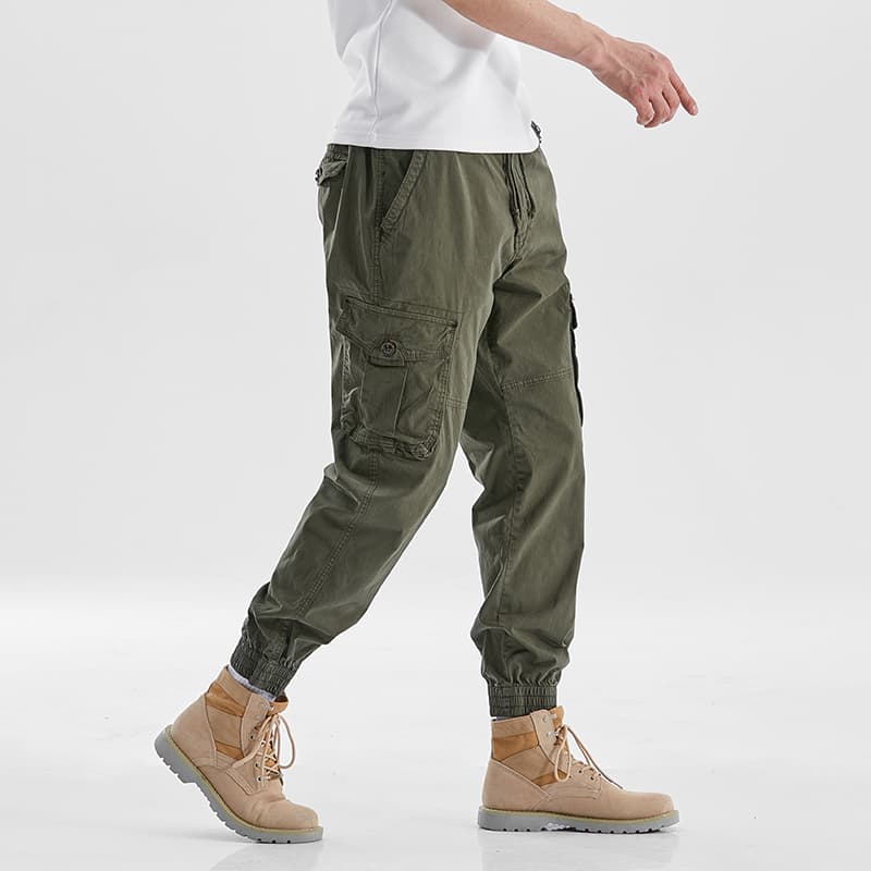 GorgeousBen  Cargo Tactical Pant Men Multi-bag Vertical Multifunctional Straight Canister Foot Pant Draw Rope Army Green Casual Trouser — view 8