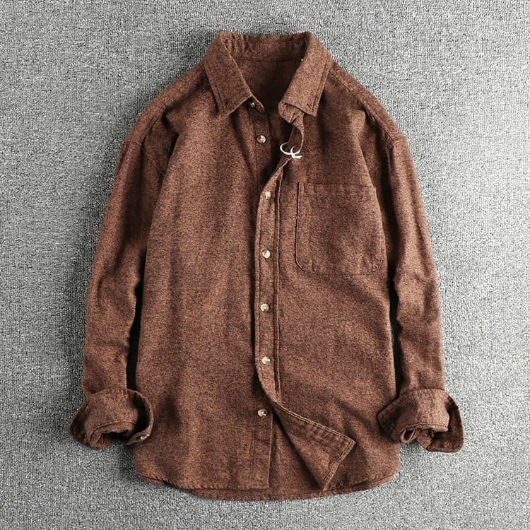 GorgeousBen Men's Preppy British Vintage Washed 100% Cotton Woven Long Sleeve Shirt — view 2