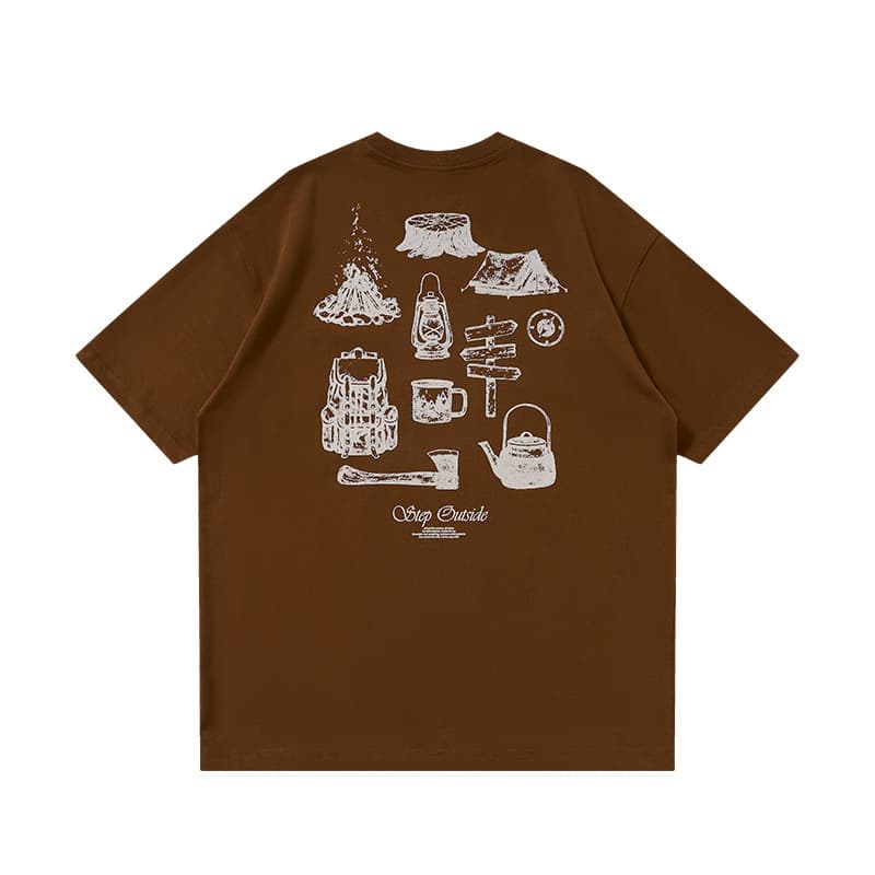 GorgeousBen Men's Oversized Mountain Print T-Shirt, 250g 100% Pure Cotton Crew Neck Tee — view 7