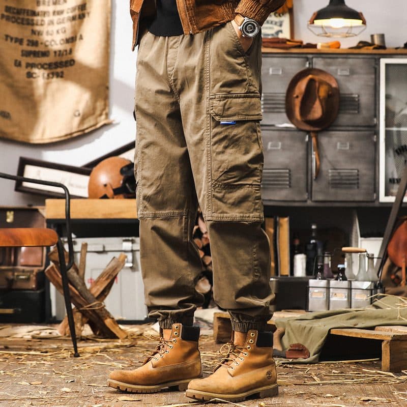GorgeousBen American retro heavyweight workwear pants for men's autumn outdoor functional multi pocket paratrooper pants, loose casual ankle — view 13