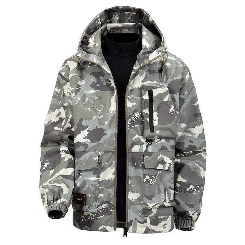 GorgeousBen Men's Camo Hooded Jacket, Water-Resistant Sportswear Coat for Autumn — view 15