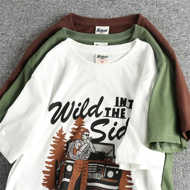 GorgeousBen Men's Outdoor Off-Road Graphic T-Shirt Cotton Washed Brushed American Retro Summer Tee — view 13