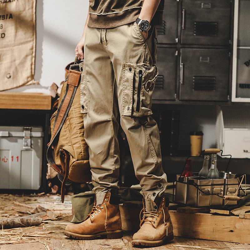 GorgeousBen Men's American Retro Cargo Pants Tactical Casual Trousers Loose Fit Washed Cotton Outdoor Pants 28-38 — main view