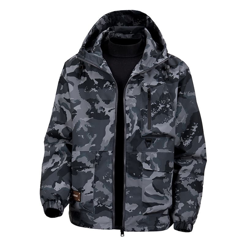 GorgeousBen Men's Camo Hooded Jacket, Water-Resistant Sportswear Coat for Autumn — view 12