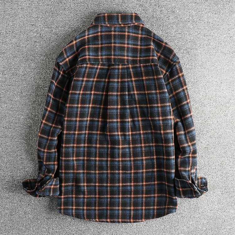 GorgeousBen Men's Spring Autumn Heavyweight Brushed Vintage Plaid Relaxed Fit Shirt Jacket — view 3
