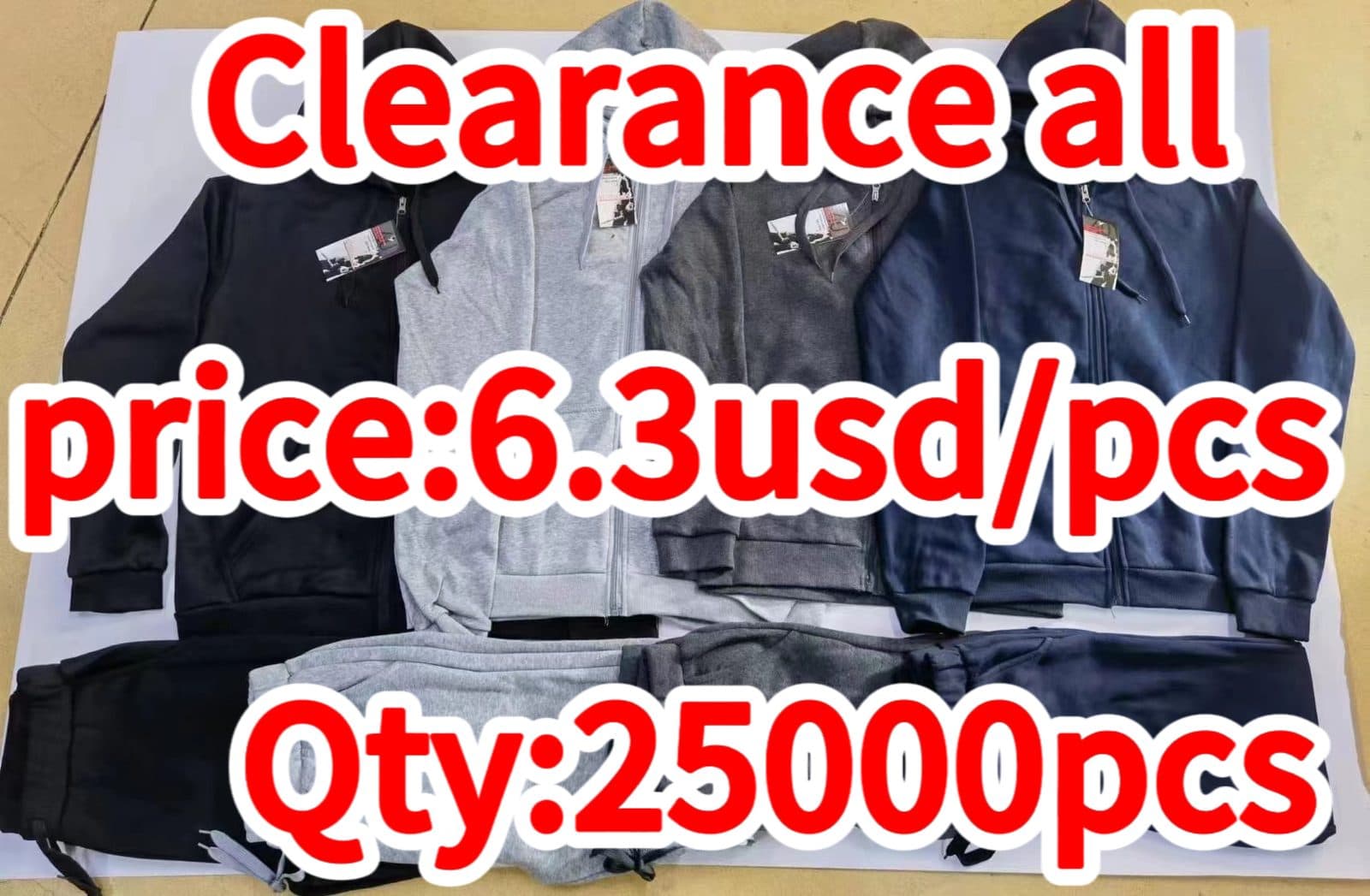 Clearance sale-  Men's  Two Piece Men Tracksuits Custom Navy Blue Color Zipper Hoodie and Trousers Plain Oversized Winter Man Tracksuits Set — main view