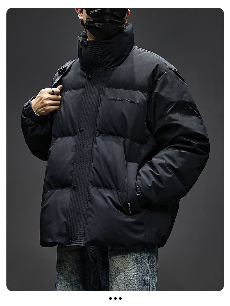 GorgeousBen Men's Winter New Black Down Jacket Stand Collar Short Duck Down Thick Warm Puffer Coat — view 15