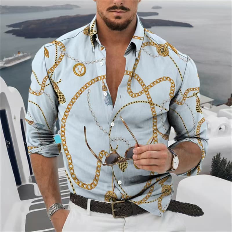 GorgeousBen Wholesale Men's Fashion Printed Long Sleeve Shirts | Factory Direct — view 8