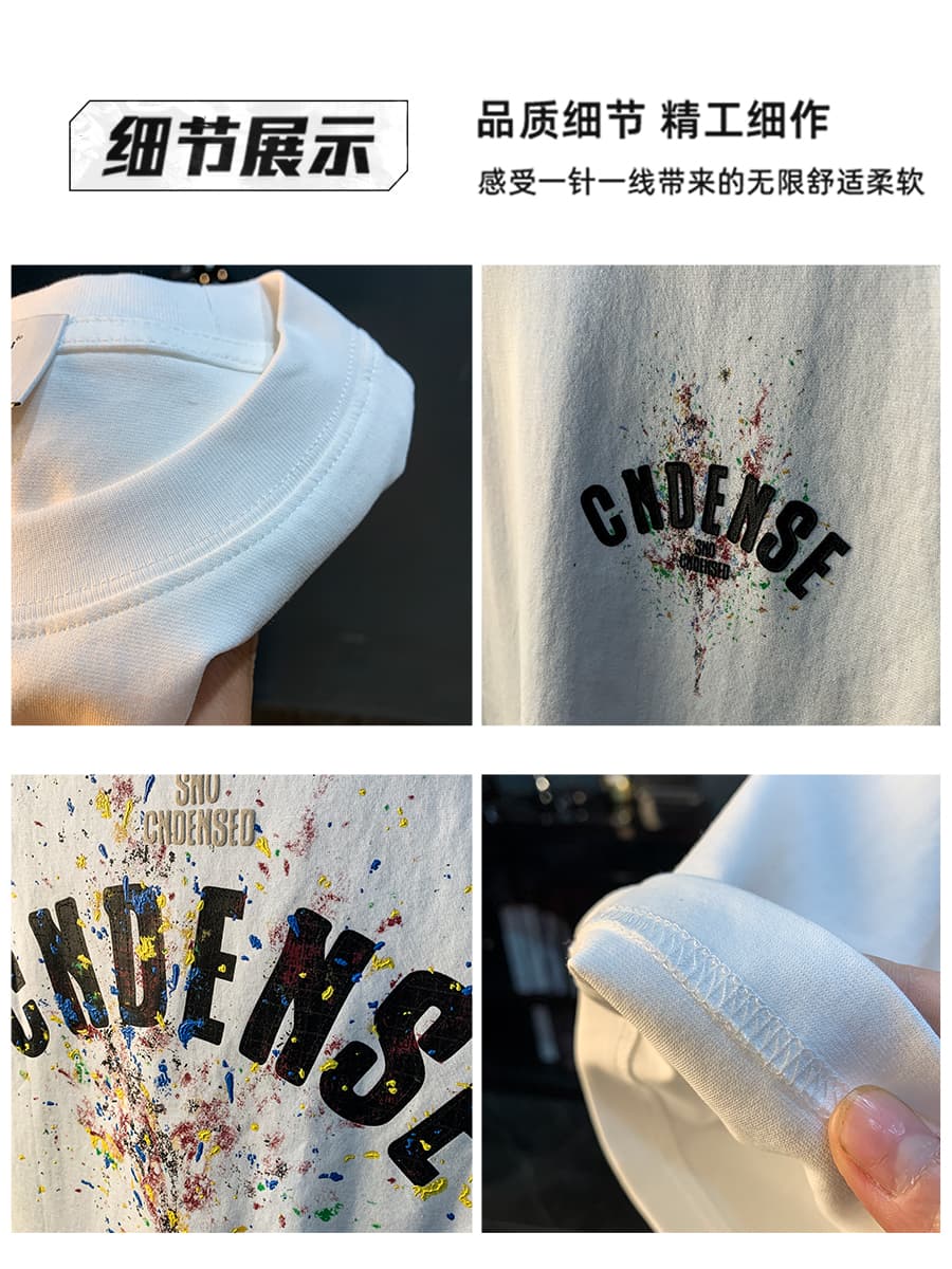GorgeousBen Summer new graffiti painted loose short sleeved T-shirt for men 2025 thin casual printed half sleeved T-shirt. — view 5