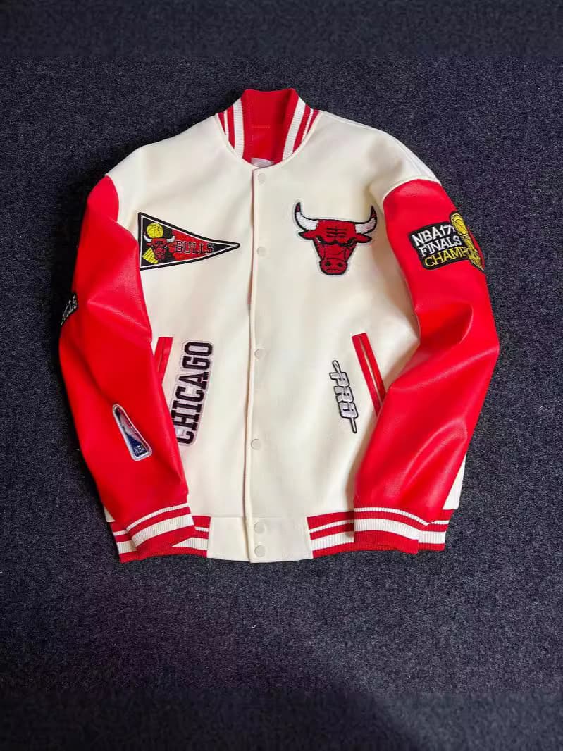 GorgeousBen American high street men's fashion woolen baseball jacket, heavy embroidery, loose, retro flight suit coat for spring and autumn — view 10