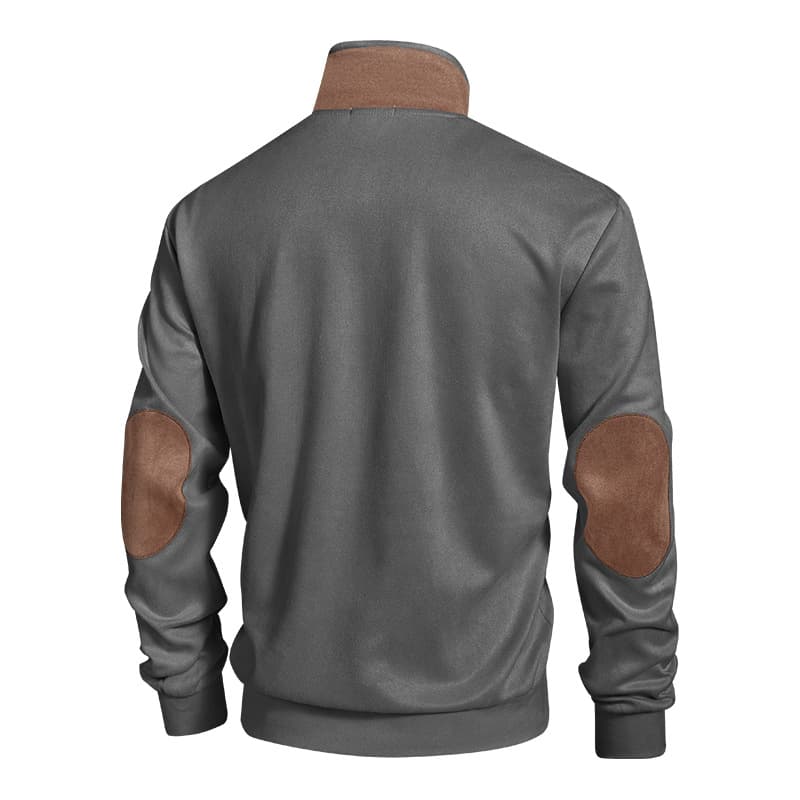 GorgeousBen Men Contrast Color Stand Collar Sweatshirt Casual Outdoor Long Sleeve Pullover — view 3