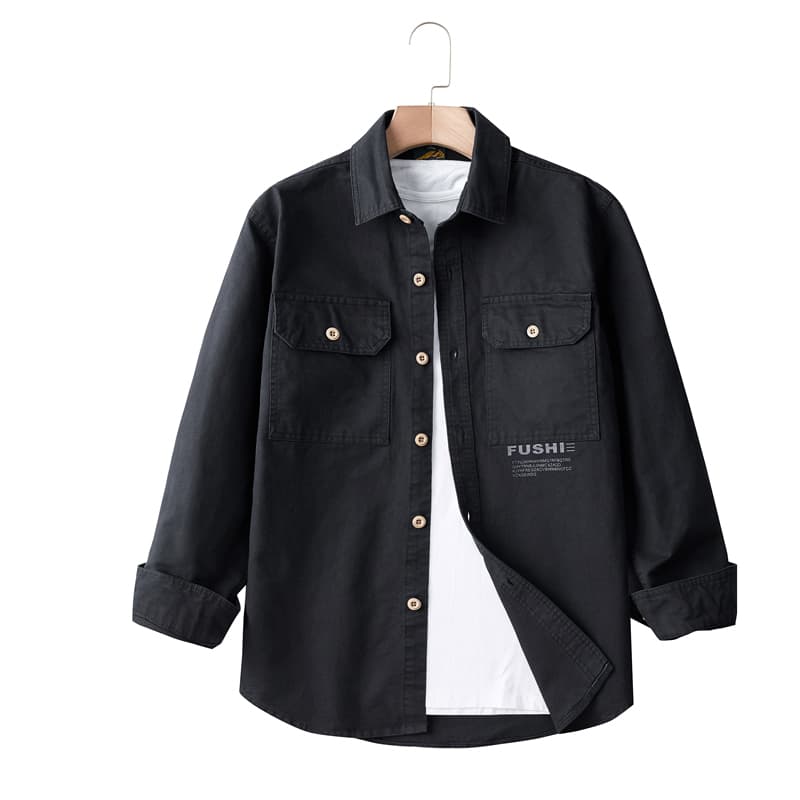 GorgeousBen Men's Winter new American retro trend thickened plaid long-sleeved shirt for men, with workwear pocket design, casual outerwear. — view 7