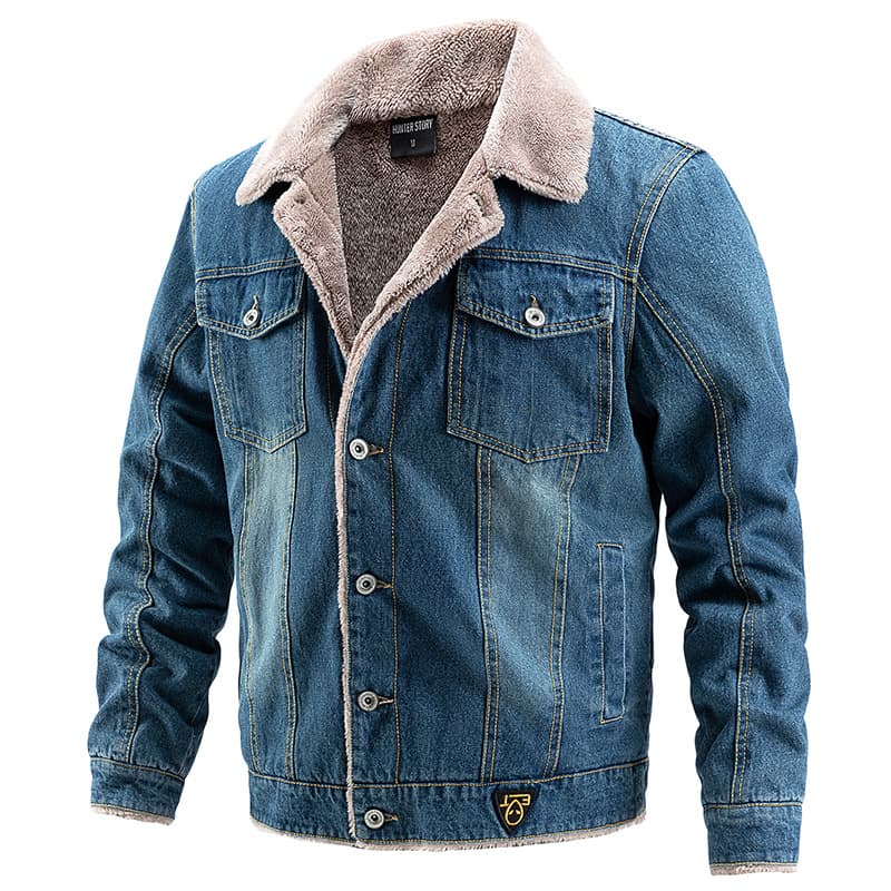 GorgeousBen Men's Fleece Lined Denim Jacket Warm Winter Trucker Coat — view 10