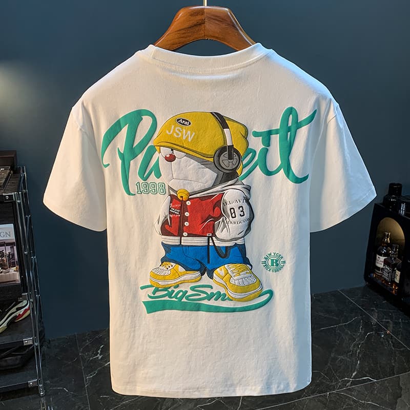 GorgeousBen Dingdang Cat Printed Short Sleeve T-shirt for Men in Summer 2025, Thin, Trendy and Comfortable Top, Round Neck Cartoon T-shirt f — main view