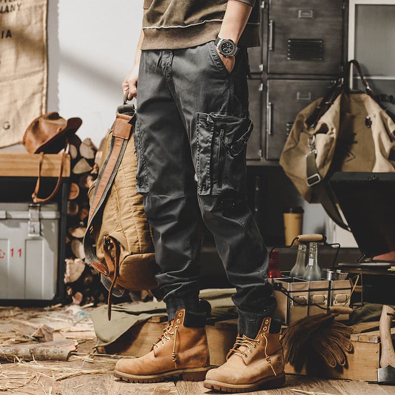 GorgeousBen Men's American Retro Cargo Pants Tactical Casual Trousers Loose Fit Washed Cotton Outdoor Pants 28-38 — view 6