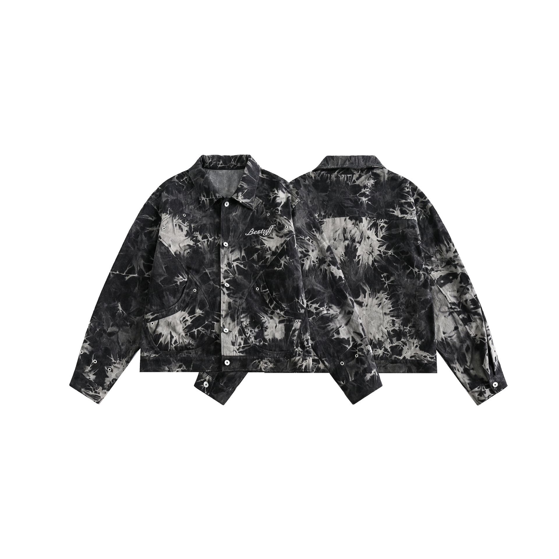 GorgeousBen Unisex 2024 new American fashion tie-dye deconstructed design short jacket for men and women retro high street loose denim jac — main view