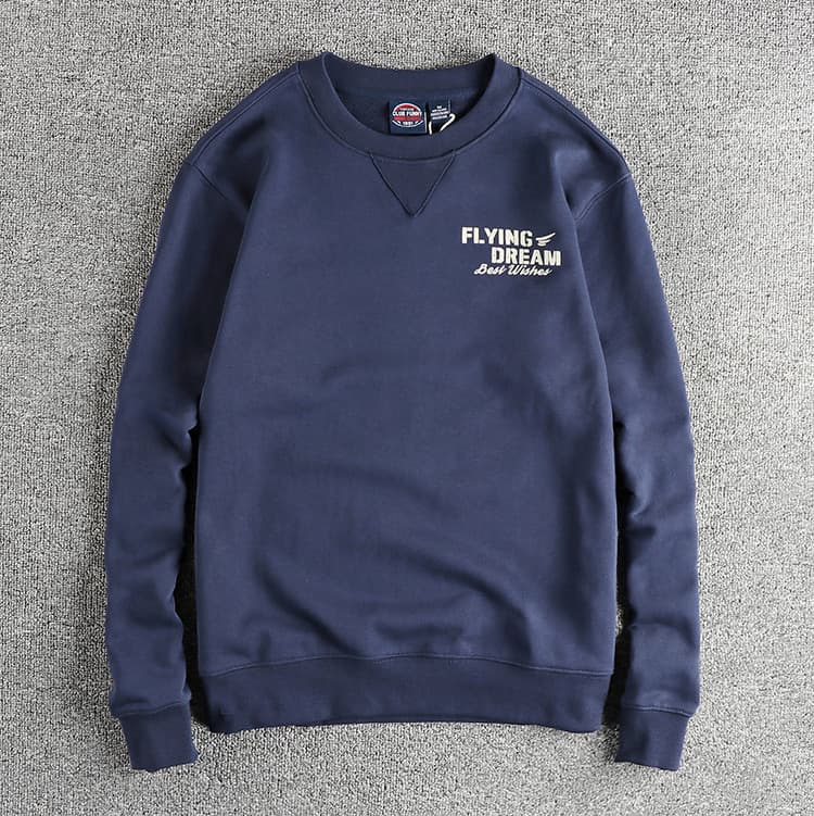 GorgeousBen Simple retro letter-printed round-neck hoodie men's British trend casual long-sleeved top — view 13