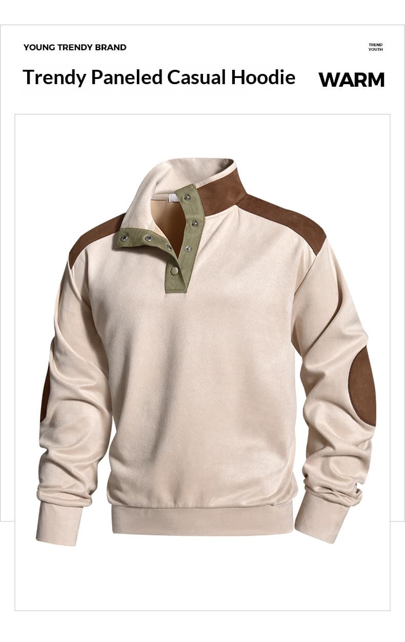 GorgeousBen Men Contrast Color Stand Collar Sweatshirt Casual Outdoor Long Sleeve Pullover — view 12