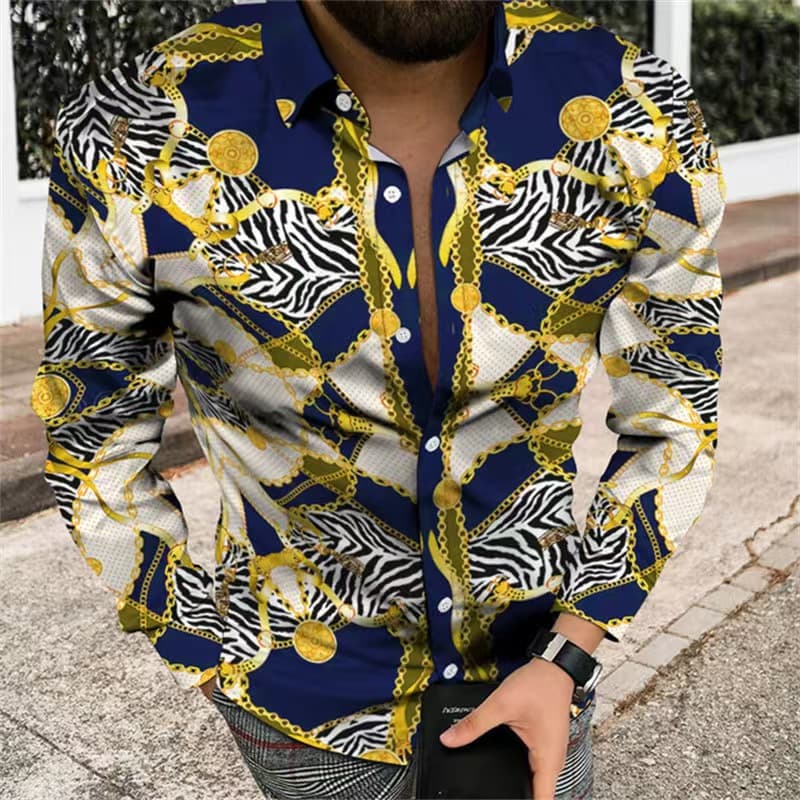 GorgeousBen Wholesale Men's Fashion Printed Long Sleeve Shirts | Factory Direct — view 7