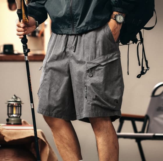 GorgeousBen Gelanlu high-end mountain style design retro thin workwear shorts men's summer ice silk shorts casual five quarter pants. — view 11