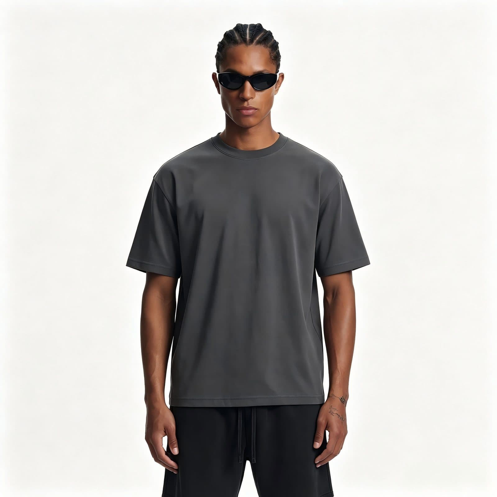 GorgeousBen Men's Streetwear 245g Quick-Dry Honeycomb Mesh Basic Short Sleeve T-Shirt, Loose Fit for Daily Wear Spring Summer — main view
