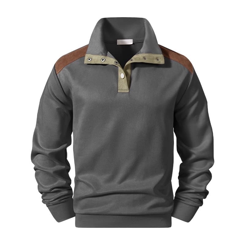 GorgeousBen Men Contrast Color Stand Collar Sweatshirt Casual Outdoor Long Sleeve Pullover — view 9