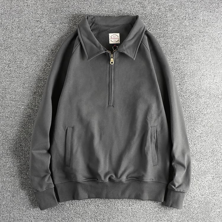 GorgeousBen Men's British Vintage Half Zip Lapel Sweatshirt — view 10