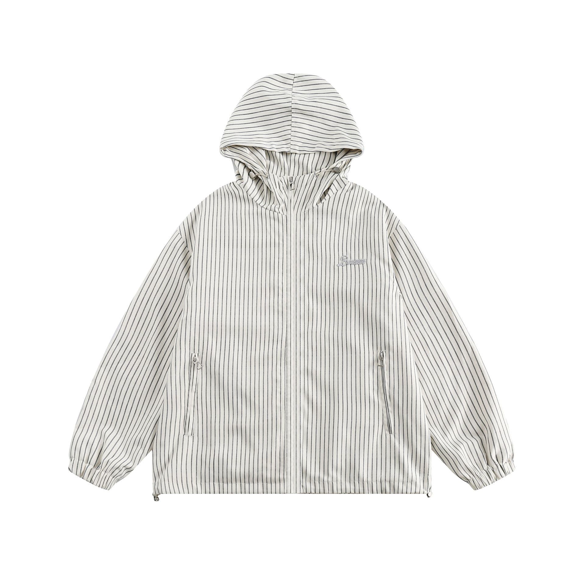GorgeousBen Unisex 2024 new American retro vertical striped long-sleeved hooded jacket men's loose trendy couple versatile casual jacket — view 6