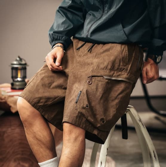 GorgeousBen Gelanlu high-end mountain style design retro thin workwear shorts men's summer ice silk shorts casual five quarter pants. — view 4