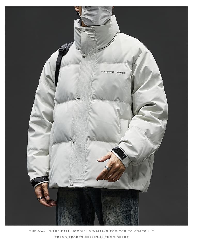 GorgeousBen Men's Winter New Black Down Jacket Stand Collar Short Duck Down Thick Warm Puffer Coat — view 6