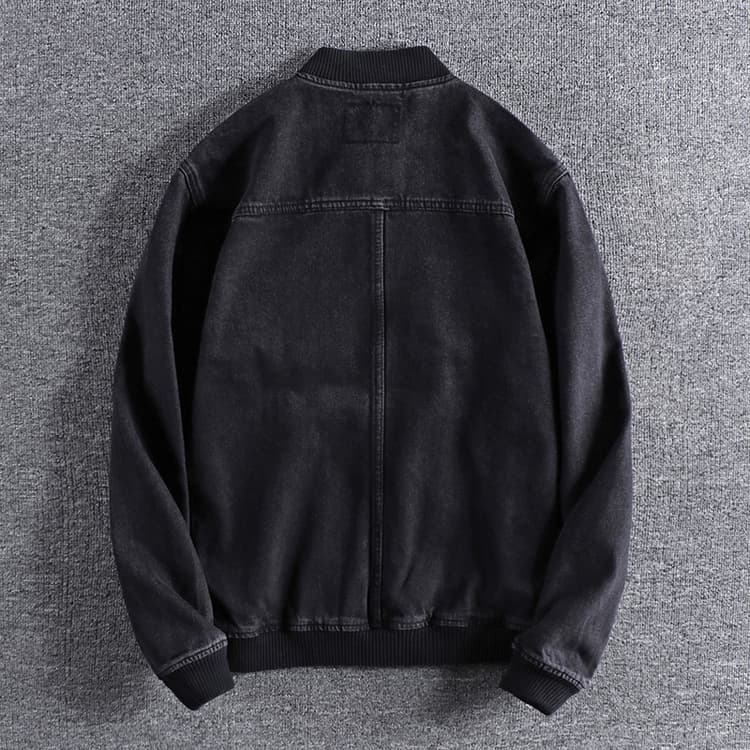 GorgeousBen European and American simple wash to do old youth baseball jacket autumn and winter men's denim jacket — view 2