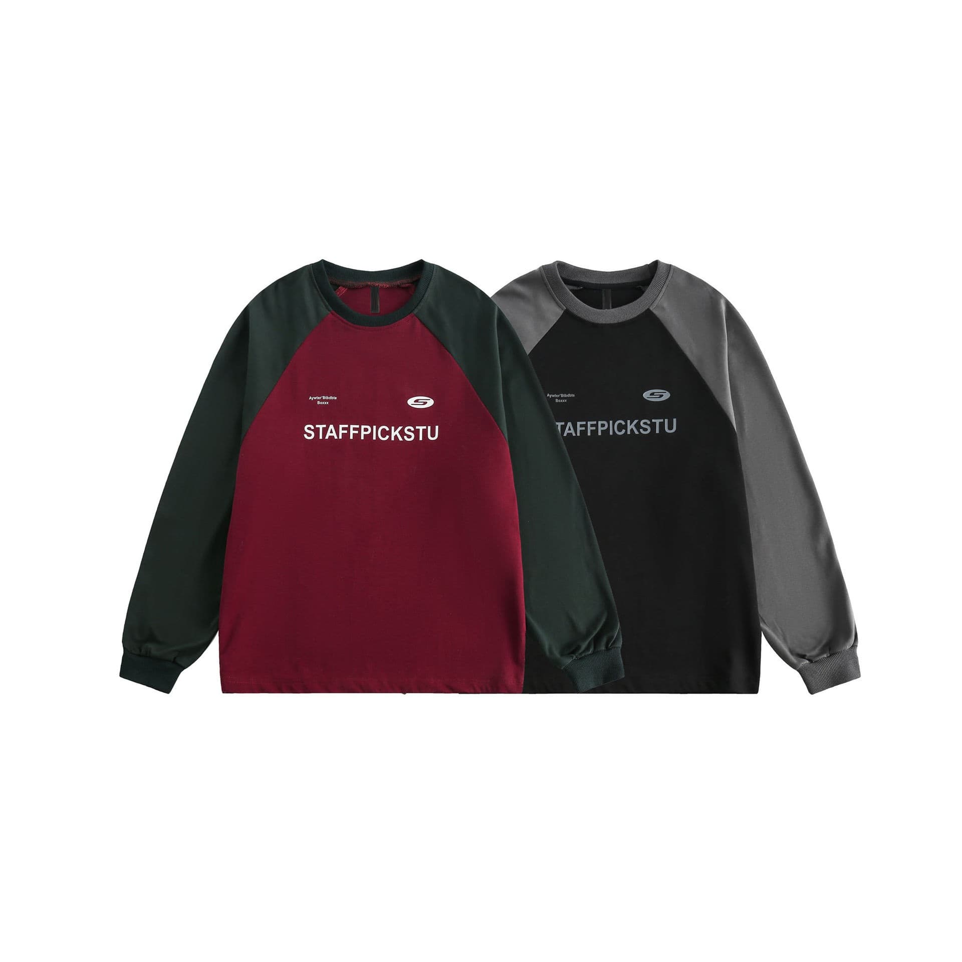 GorgeousBen Unisex 2024 Spring New American Retro Color Block Letter Round Neck Sweatshirt Men's Trendy Loose Couple's Base Shirt — main view