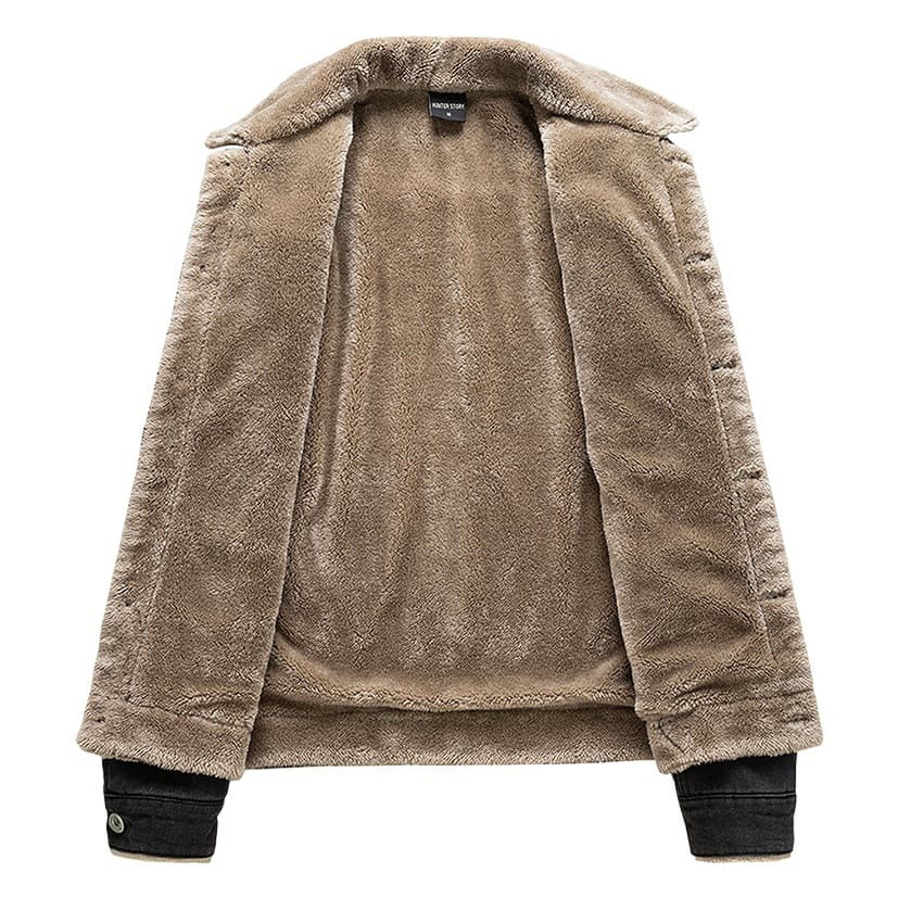 GorgeousBen Men's Fleece Lined Denim Jacket Warm Winter Trucker Coat — view 2