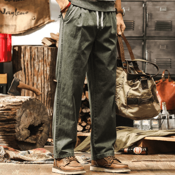 GorgeousBen Amikaji retro trendy work pants for men, three-dimensional multi pocket loose straight tube. — view 13