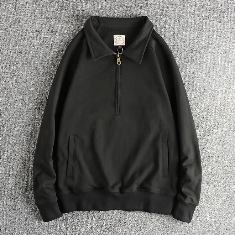 GorgeousBen Men's British Vintage Half Zip Lapel Sweatshirt — view 9