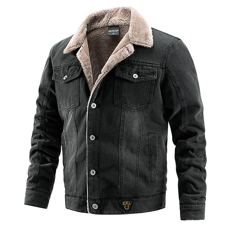 GorgeousBen Men's Fleece Lined Denim Jacket Warm Winter Trucker Coat — view 9