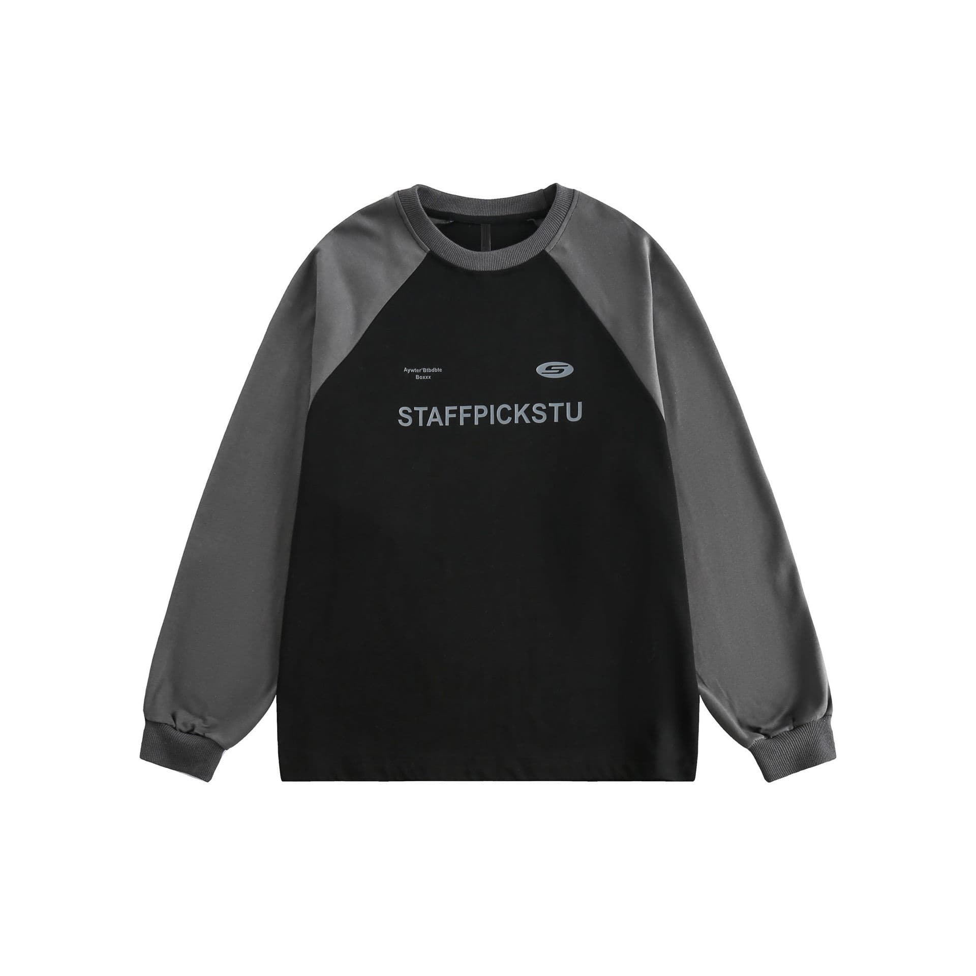 GorgeousBen Unisex 2024 Spring New American Retro Color Block Letter Round Neck Sweatshirt Men's Trendy Loose Couple's Base Shirt — view 4