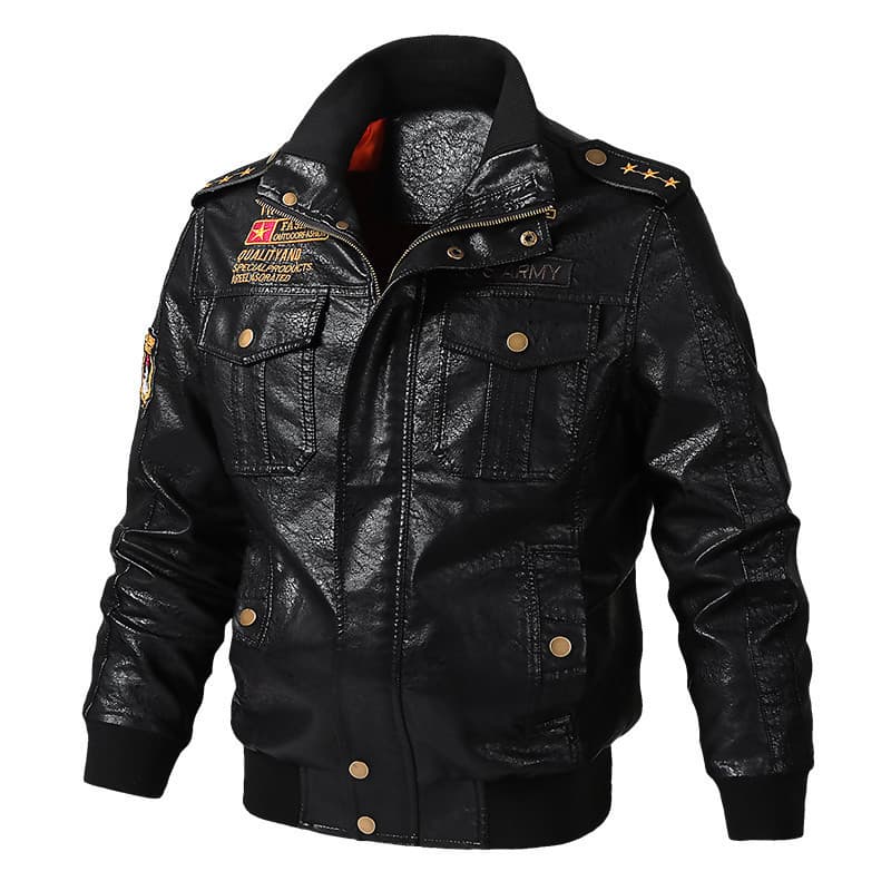 GorgeousBen Spring and Autumn New Standing Collar Men's Motorcycle Leather Jacket Washed PU Leather Jacket Coat Trendy Foreign Trade Hot It — main view