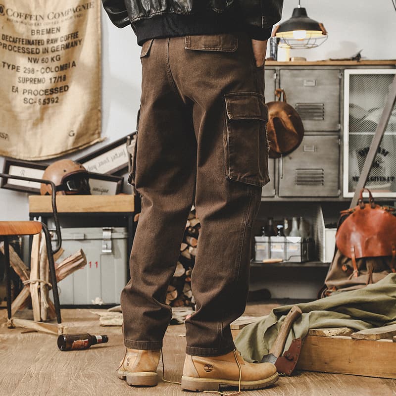GorgeousBen American retro work pants men's autumn trendy brand multi pocket loose oversized embroidered pants men's style. — view 4
