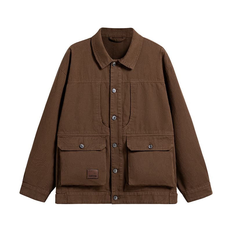 GorgeousBen Men's Retro Washed Cotton Workwear Jacket Casual Multi-pocket Coat — view 3