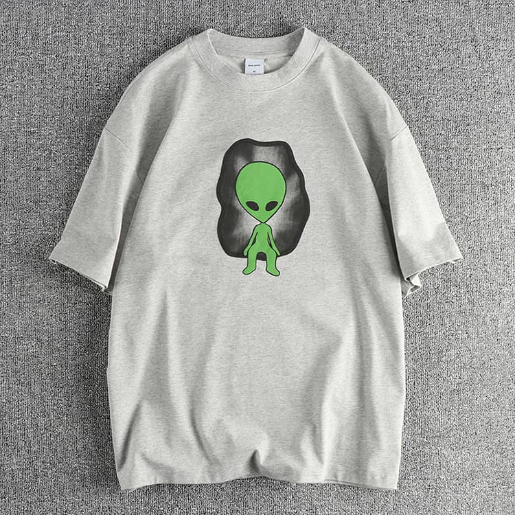 GorgeousBen Navia cool fabric cartoon alien print trend short-sleeved T-shirt men loose 100 casual half-sleeved top — view 11