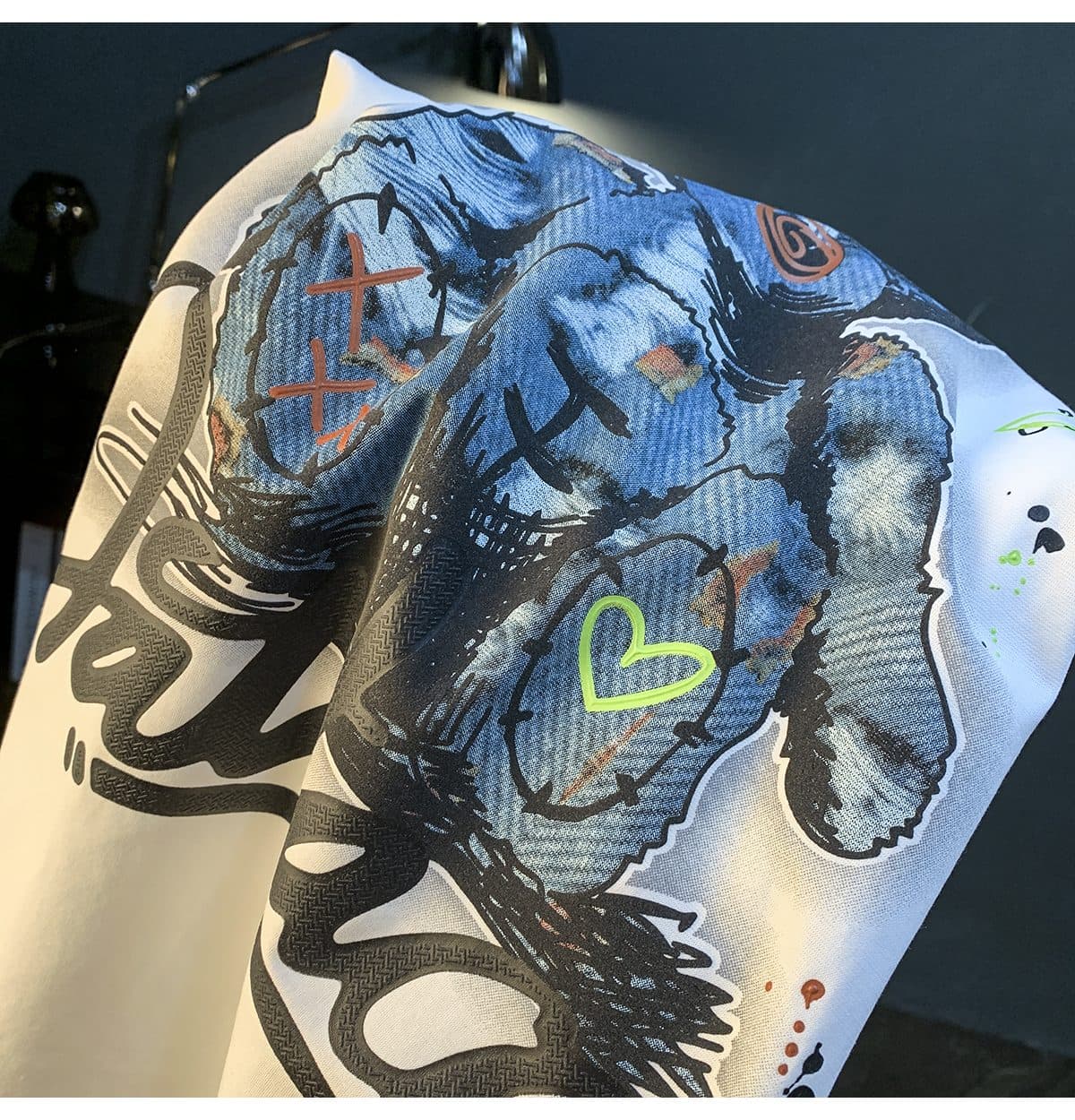 GorgeousBen American trendy cartoon painted teddy bear embroidered short sleeved T-shirt for men's summer new trendy ins half sleeved round — view 11