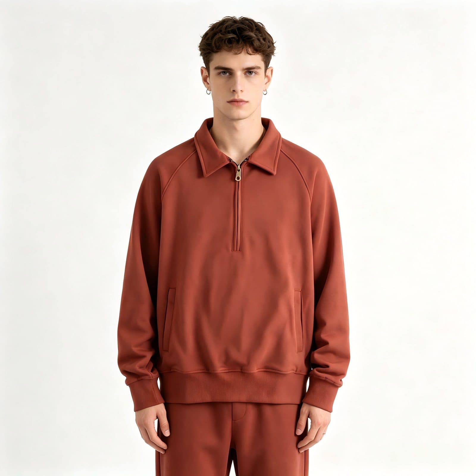 GorgeousBen Men's British Vintage Half Zip Lapel Sweatshirt — view 4