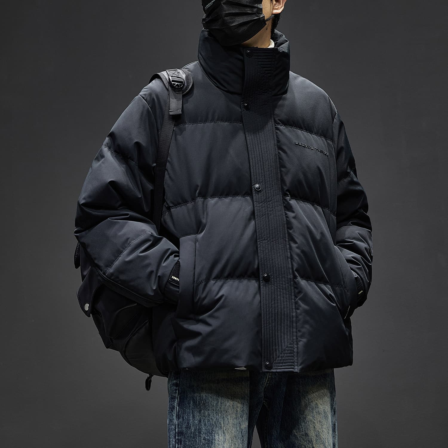 GorgeousBen Men's Winter New Black Down Jacket Stand Collar Short Duck Down Thick Warm Puffer Coat — view 13