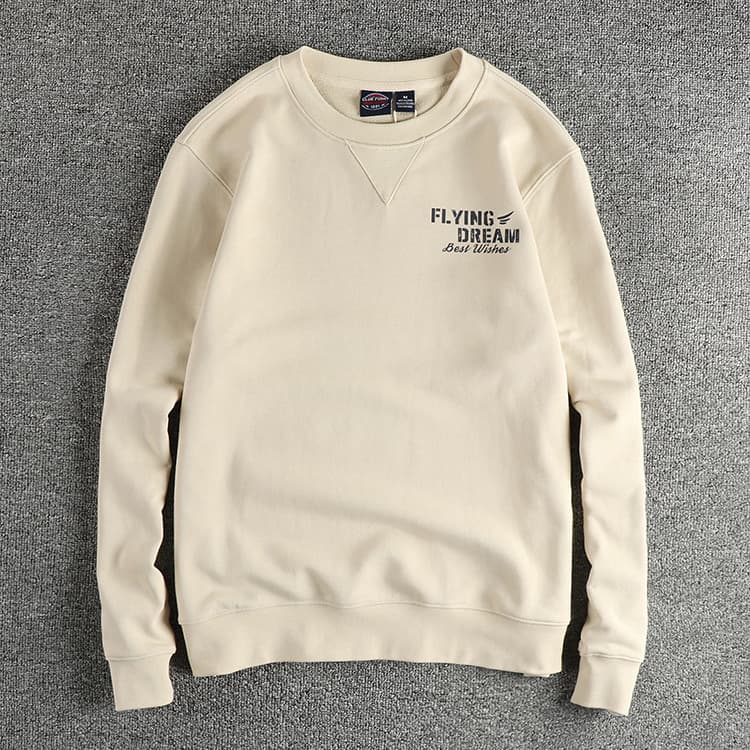 GorgeousBen Simple retro letter-printed round-neck hoodie men's British trend casual long-sleeved top — view 4
